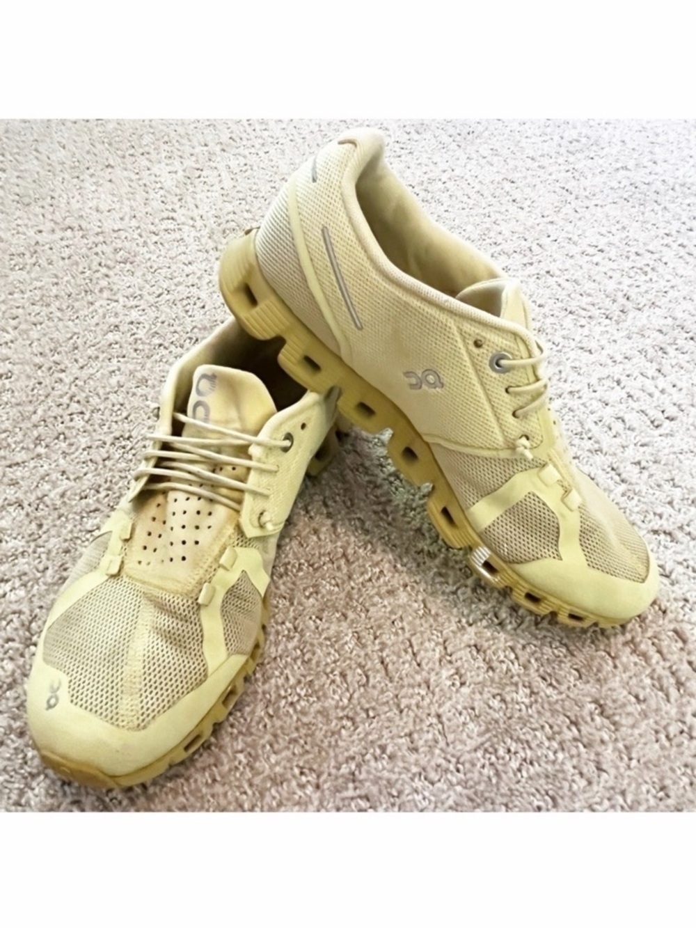 ON Cloud 5 Running Women Mesh Sneakers Sz 8.5 Green Swiss Molded Heel Comfort